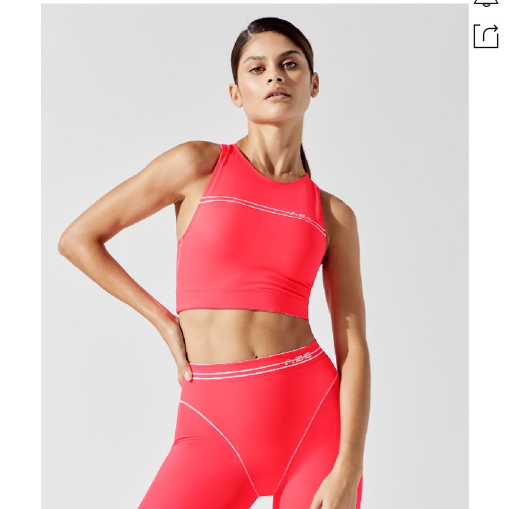 Adam Selman Racer Cropped Printed Neon Stretch Top